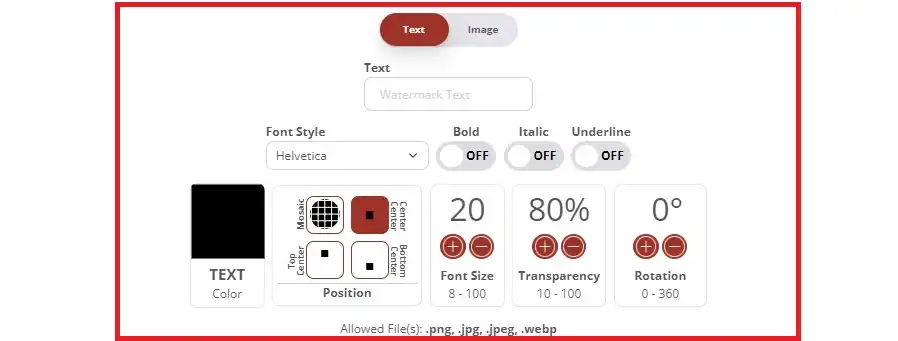 Water Mark Options